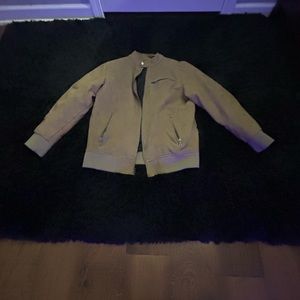 brown leather jacket zip up.
